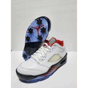 Nike Air Jordan V Golf Shoes White Fire Red Black Size Men's 5.5 W 7  CU4523-100